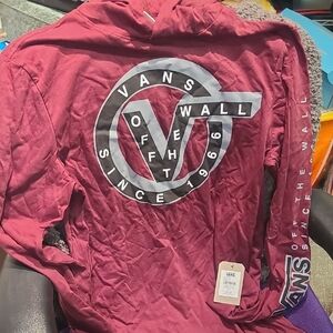 Vans Maroon Hoodie with Logo Mens